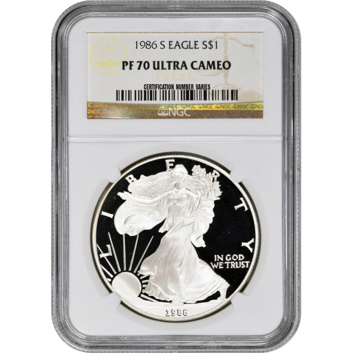 1986 Silver Eagle NGC PF70 Ultra Cameo – First Year of Issue