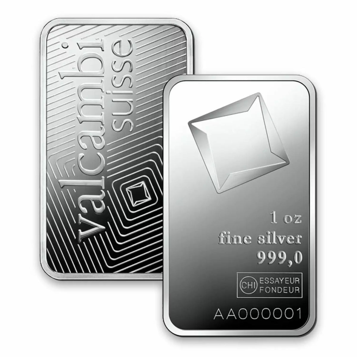 1 oz Silver Bar – Valcambi Suisse