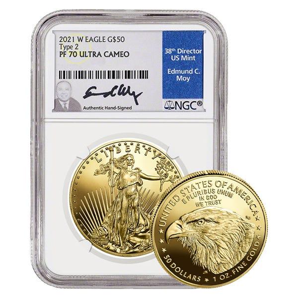 2021 Type 2 1 oz $50 Gold Eagle NGC PF70 Ultra Cameo – First Year of Issue