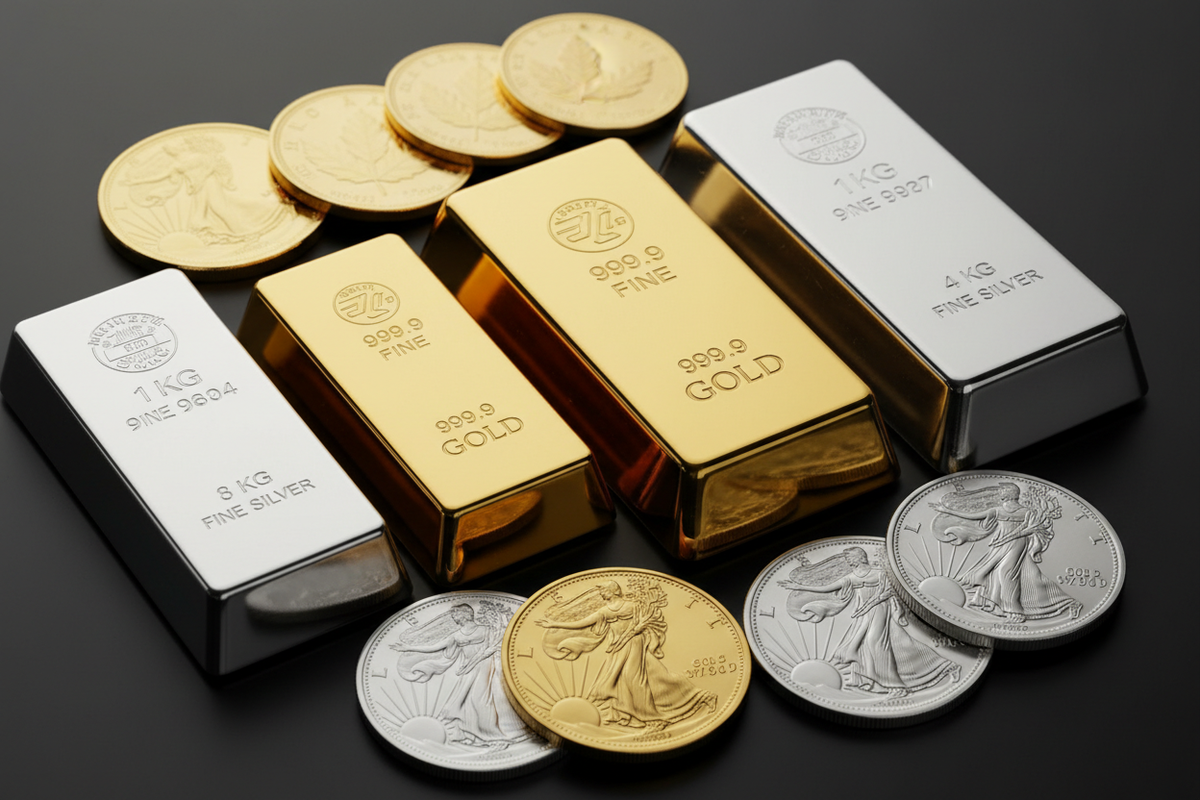 Gold and silver bullion coins and bars